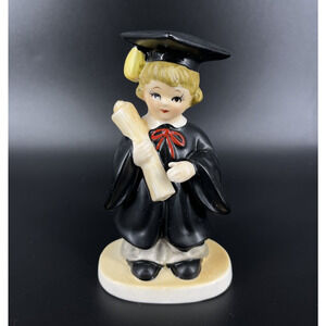 Vintage Lefton Ceramic Porcelain Girl Boy Figurine Graduation Day #02791 Japan